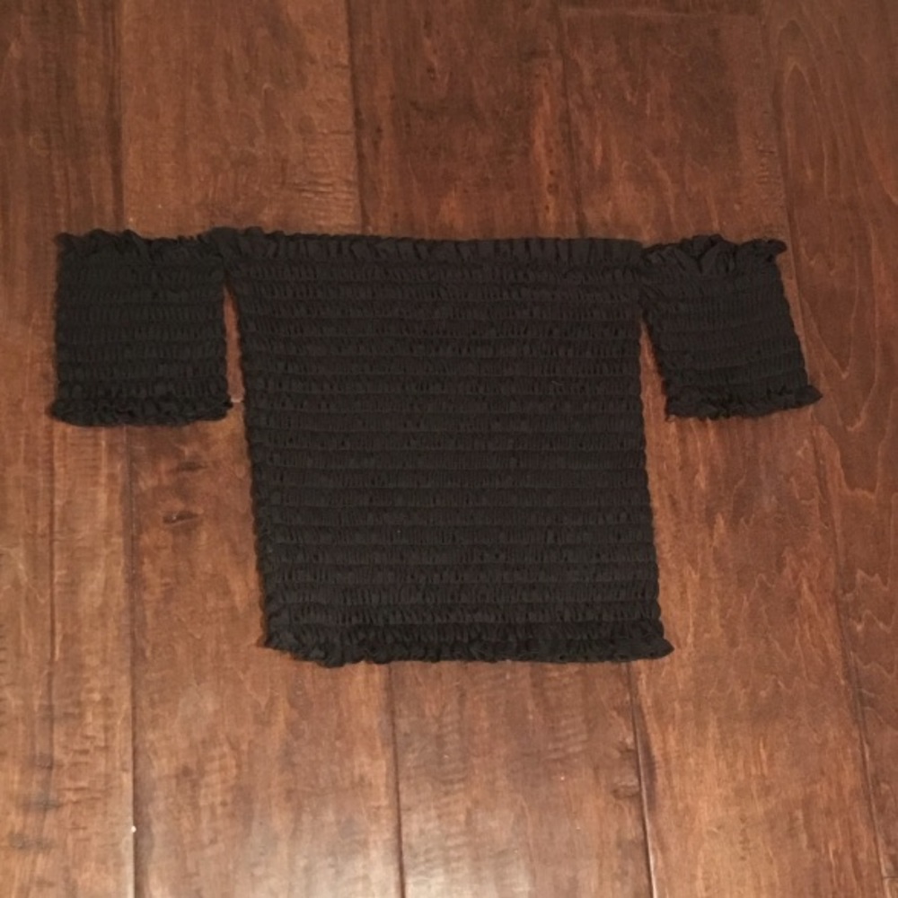 PARISIAN black stretchy sleeved bandeau croptop